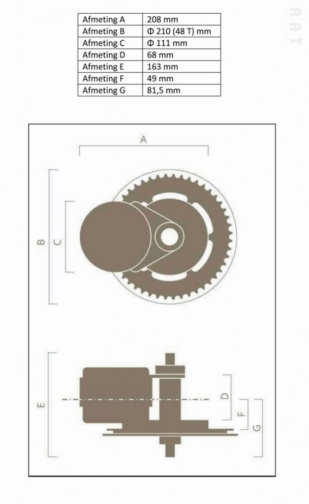 8512 Afmetingen midden motor